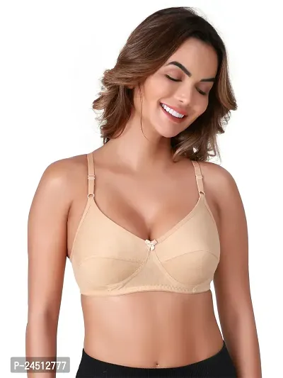 Stylish Nude Cotton Blend Solid Bras For Women-thumb3