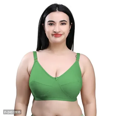 Stylish Olive Cotton Blend Solid Bras For Women-thumb2