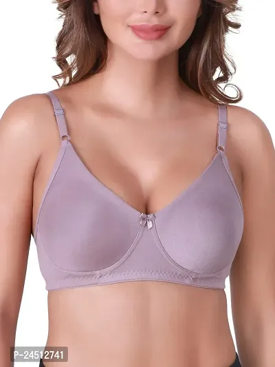 Stylish Grey Cotton Blend Solid Bras For Women