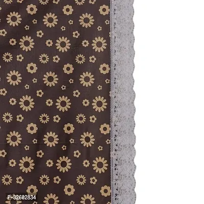 Best Handloom Store Table Cover 2 to 4 Seater (40 INCH x 60 INCH) Self Design Printed 3D Plastic Table Cover Flower, Brown Color Medium Size with Lace 2-thumb3