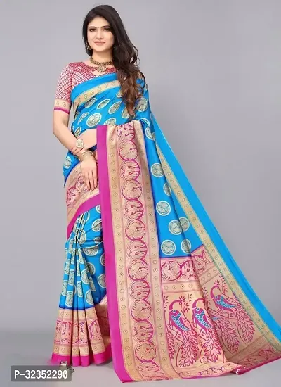 Fancy Art Silk Saree With Blouse Piece For Women-thumb0