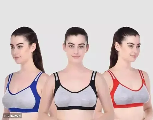 Stylish Fancy Cotton Solid Non Padded Bras For Women Pack Of 3