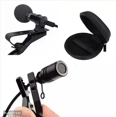 Noise Cancellation Clip Collar Mic Condenser for YouTube Video | Interviews | Lectures | News | mic for Mobile Travel Videos Mike for Mobile (with Pouch)-thumb0