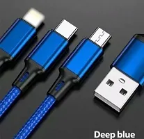 Multi Pin Mobile Data Cable, Latest 3 in 1 Cable Fast,Rapid, Super Charging Cable for Micro USB, i Phone  Type C Devices(1 Pack Of Data Cable )Color Assorted-thumb2