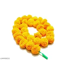 Artificial Marigold Genda Flowers Toran | Door Hanging Marigold Mala | Artificial Flower Garlands For Decoration (4.5 Ft Each, Pack Of 15, 5 Yellow, 5 Orange, 5 Mix)-thumb1