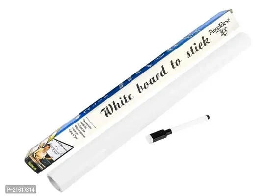 White Board Wall Sticker Removable with 1 Sketch Pen for Home School Office College Kitchen Kids (45x200cm)-thumb0