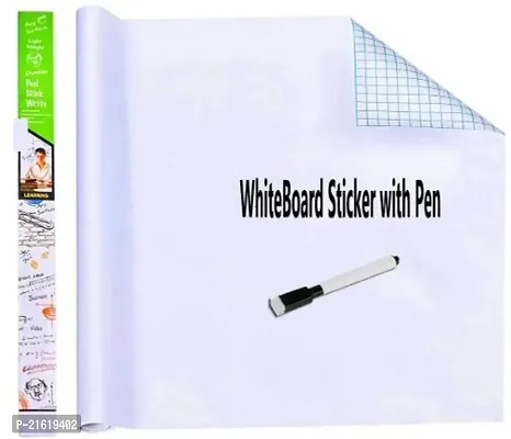 White Board Wall Sticker with 1 Marker/Sketch Pen | Removable Whiteboard Wallpaper for Home School Office College Kitchen Kids Students Teachers (60 x 200 cm/White)-thumb0