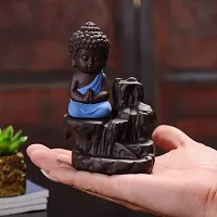 Meditating Monk Buddha Smoke Backflow Cone Incense Holder Decorative Showpiece with 10 Free Smoke Backflow Scented Cone Incenses-thumb4