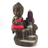 Buddha Backflow Smoke Fountain with 10 Scented Backflow Cone Red Colour-thumb2