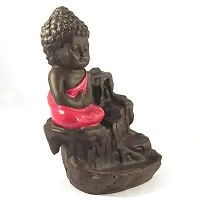 Buddha Backflow Smoke Fountain with 10 Scented Backflow Cone Red Colour-thumb1