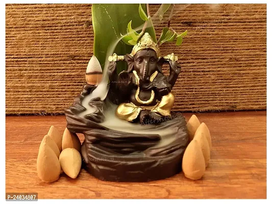 Smoke Fountain Fog Waterfall Back Flow Incense Burner with Free Incense Cones Idol showpiece for Home Decor  Gift (Ganesh Smoke Fountain) (Free 10 cones)