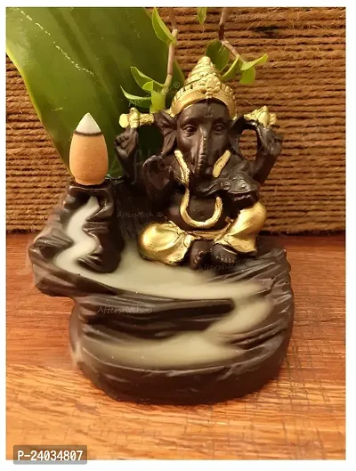 Smoke Fountain Fog Waterfall Back Flow Incense Burner with Free Incense Cones Idol showpiece for Home Decor  Gift (Ganesh Smoke Fountain) (Free 10 cones)-thumb3