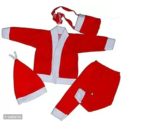 (0 to 6 month) Santa Claus Costume Dress Kids Christmas Costume Complete Set of 4(Jacket,Pant,Hat,Pouch)-thumb2