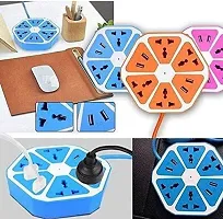 USB SOCKET Imported Extension Cord Led Light USB Hexagon Shape Electrical Extension Board with 4 USB Port 1.8 Meter Wire 4 Power Socket Use in Home Plastic Protect High Fire Flam ( Multicolor)-thumb3