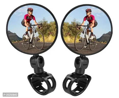 Universal Bicycle Motorcycle Rear View Mirror 360 Degree Rotable for All Handlebar for Cycling Road Side Mounting Convex Mirror - Pack of 2