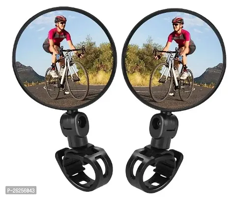 Universal Bicycle Motorcycle Rear View Mirror 360 Degree Rotable for All Handlebar for Cycling Road Side Mounting Convex Mirror - Pack of 2