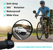 Universal Bicycle Motorcycle Rear View Mirror 360 Degree Rotable for All Handlebar for Cycling Road Side Mounting Convex Mirror - Pack of 2-thumb3