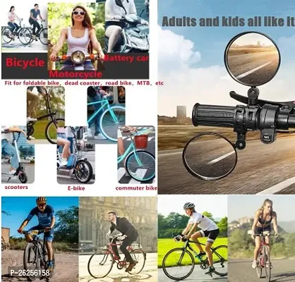Pack of 2 Pcs Universal Handlebar MoterBike  Bicycle Rear View Mirror 360 Degree Rotatable for Mountain Bike and Road Bike Convex Mirror-thumb3