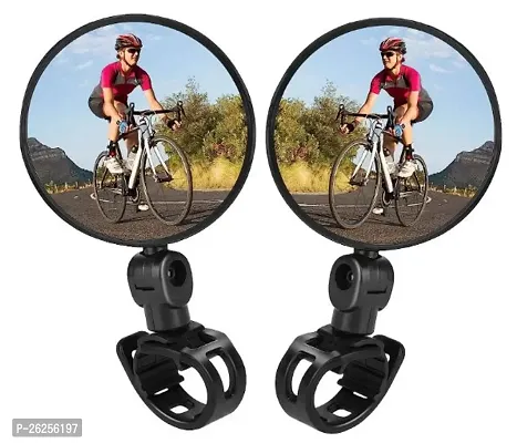 Bike Mirror, Bike Rear View Safe Mirrors, Adjustable Rotatable Handlebars Mounted Plastic Convex Mirror for Bike pack of 2-thumb0