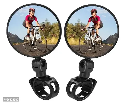 2pc MoterBike  Bicycle Rear View Mirror 360 Degree Rotatable for Universal Handlebar for Mountain Bike and Road Bike Convex Mirror-(Pack of 2 Pcs)-thumb0