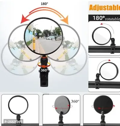 2pc Bike Mirror,Bike Rear View Mirror, Bicycle mirrors for handlebars,360 RotatableBike Mirrors Handlebar Rearview Mirror, Upgrade Acrylic Convex Mirror for Road Bike/MTB/Off-Road Bike/Fixed Gear Bike-thumb3