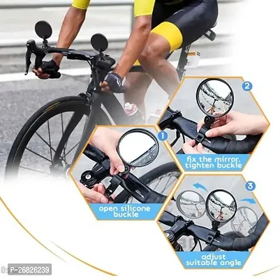 2 Pieces Bike/Bicycle Mirror, Adjustable 360 Degree Rotatable Rear view Mirrors For Bikes and Bicycle Shockproof Wide Angle Acrylic Convex Safety Mirror | For Street-Motor-Scooters-thumb5