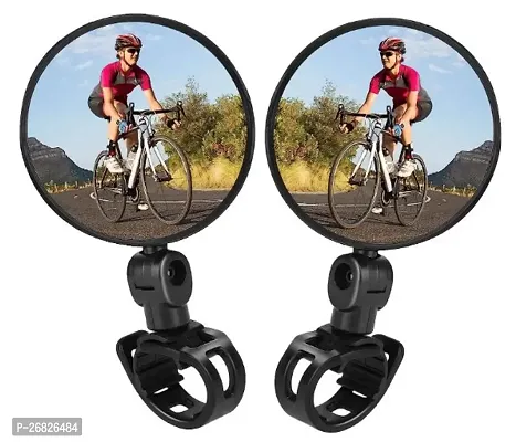 Bike Mirrors, 2pcs Bicycle Cycling Rear View Mirrors Adjustable Rotatable Handlebar Mounted Glass Convex Mirror for Mountain Road Bike-thumb0