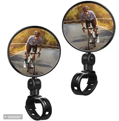 2pc  Bicycle Mirror, Bicycle Cycling Rear View Safe Mirrors, Adjustable Rotatable Handlebars Mounted Plastic Convex Mirror for Cycle-thumb0