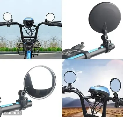 2pc  Bicycle Mirror, Bicycle Cycling Rear View Safe Mirrors, Adjustable Rotatable Handlebars Mounted Plastic Convex Mirror for Cycle-thumb3