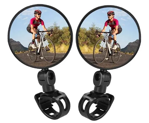 2pc Bicycle Mirror, Bicycle Cycling Rear View Safe Mirrors, Adjustable Rotatable Handlebars Mounted Plastic Convex Mirror for Cycle