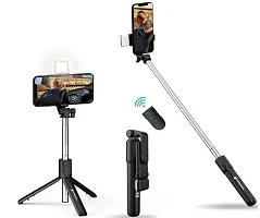 LS Selfie Stick with Light and  Bluetooth Selfie Stick with Tripod Stand Portable Selfie Stick for Mobile Phone 2 Level LED Fill Light for Makeup Selfie Vlogging YouTube, Black-thumb1