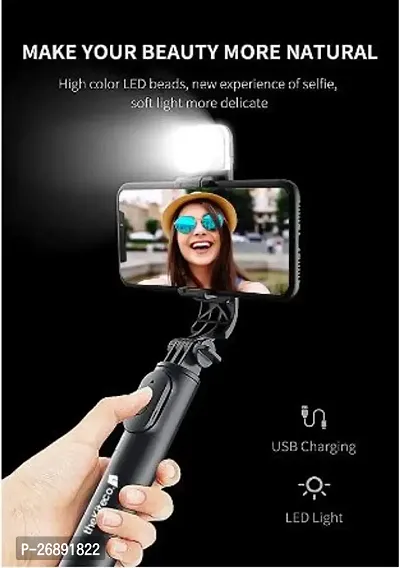LS  Selfie Stick with Fill Light, All in One Portable Selfie Stick Tripod Phone Holder with Detachable Wireless Remote, Compatible with iPhone 13/12/11, Android Smartphone  Lightweight (Black)-thumb5