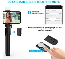 LS  Selfie Stick with Fill Light, All in One Portable Selfie Stick Tripod Phone Holder with Detachable Wireless Remote, Compatible with iPhone 13/12/11, Android Smartphone  Lightweight (Black)-thumb2