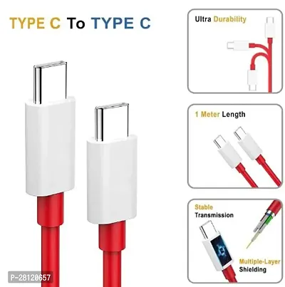 65W C to C Type Cable Fast Charging WARP/Dash C to C Cable Compatible for One Plus 11/11R/10/10pro/10r/Google Pixel and Other USB-C Type Devices, 10000+ Bends Lifespan - Type c Charging Cable 1M Red-thumb2