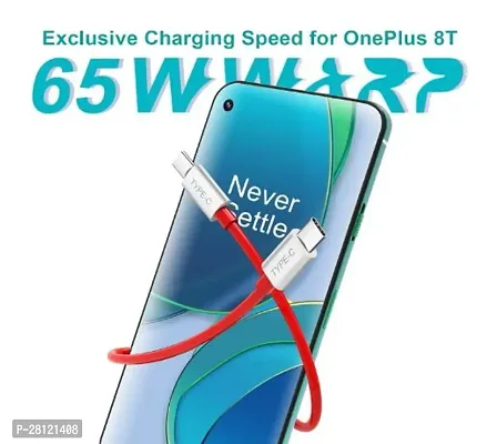 (C TO C)   65W OnePlus Dash Warp Charge Cable, 6.5A Type-C to C PD Data Sync Fast Charging Cable Compatible with One Plus 8T/ 9/ 9R/ 9 pro/ 9RT/ 10R/ Nord  for All Type C Devices ndash; Red, 1 Meter-thumb2