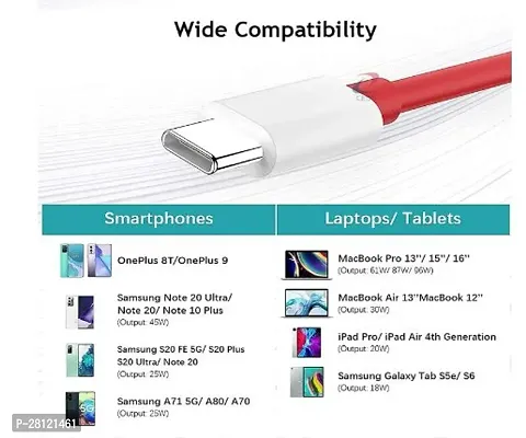 Type C to C cable  OnePlus Dash Warp Charge Cable, 6.5A Type-C to USB C PD Data Sync Fast Charging Cable Compatible with One Plus 8T/ 9/ 9R/ 9 pro/ 9RT/ 10R/ Nord  for All Type C Devicesndash;Red,1 Meter-thumb5