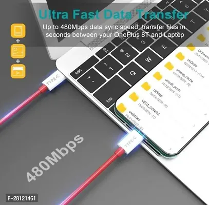 Type C to C cable  OnePlus Dash Warp Charge Cable, 6.5A Type-C to USB C PD Data Sync Fast Charging Cable Compatible with One Plus 8T/ 9/ 9R/ 9 pro/ 9RT/ 10R/ Nord  for All Type C Devicesndash;Red,1 Meter-thumb3