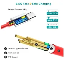 Type C to C cable  OnePlus Dash Warp Charge Cable, 6.5A Type-C to USB C PD Data Sync Fast Charging Cable Compatible with One Plus 8T/ 9/ 9R/ 9 pro/ 9RT/ 10R/ Nord  for All Type C Devicesndash;Red,1 Meter-thumb1