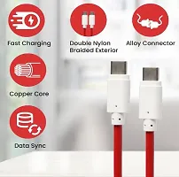 C TO C 65W OnePlus Dash Warp Charge Cable, 6.5A Type-C to USB C PD Data Sync Fast Charging Cable Compatible with One Plus for All Type C Devices Red 1 Meter-thumb1