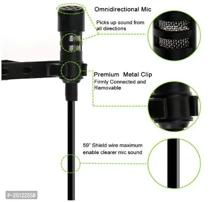 Collar Mic Voice Recording Filter Microphone for Singing YouTube Smartphones, Black-thumb3