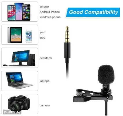 Collar Mic Voice Recording Filter Microphone for Singing YouTube Smartphones, Black-thumb4