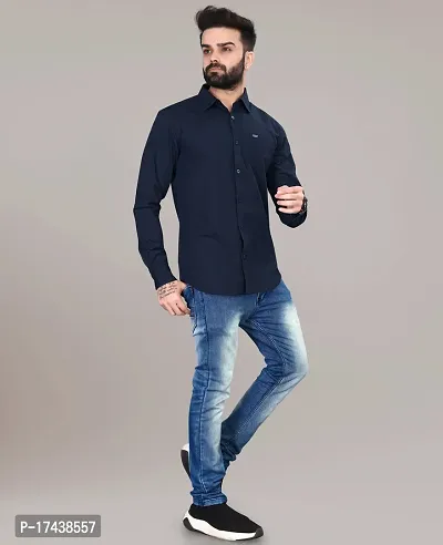 Men Stylish Cotton Blend Short Sleeves Slim Fit Casual Shirt-thumb3