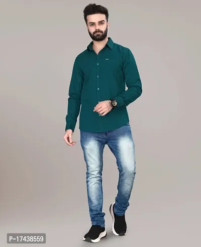 Men Stylish Cotton Blend Short Sleeves Slim Fit Casual Shirt