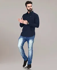 Men Stylish Cotton Blend Short Sleeves Slim Fit Casual Shirt-thumb3