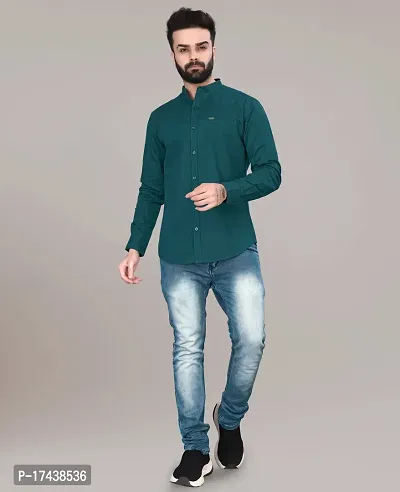 Men Stylish Cotton Blend Short Sleeves Slim Fit Casual Shirt-thumb0