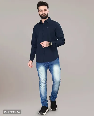 Men Stylish Cotton Blend Short Sleeves Slim Fit Casual Shirt-thumb0