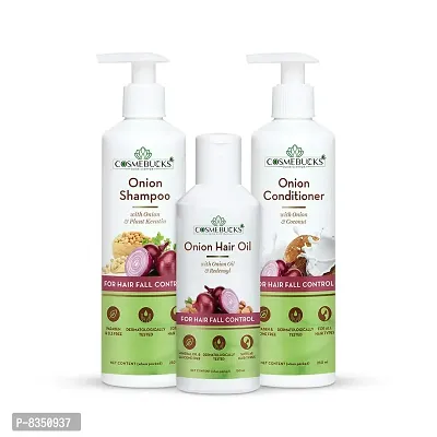 Essential Onion Shampoo, Hair Oil and Conditioner Combo Pack (250ml, 250ml, 150ml)