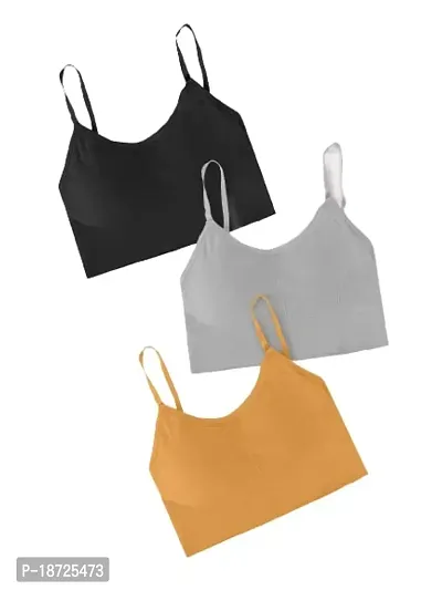 Under Secret Women Everyday Lightly Padded Bra Pack of 3 Free Size (28 to 34) (Black-Grey-Yellow)-thumb0