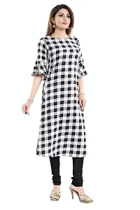 Women's Beautiful Multicoloured Crepe Straight Checked Kurta-thumb2