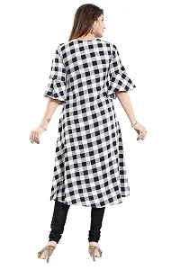 Women's Beautiful Multicoloured Crepe Straight Checked Kurta-thumb1